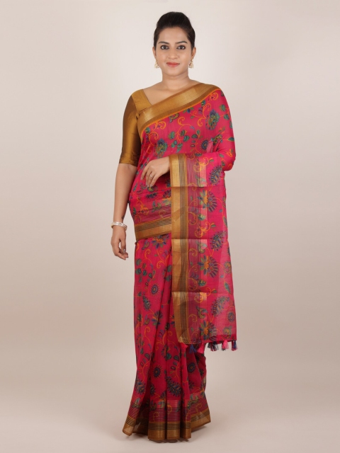 

Pothys Pink Woven Design Jute Silk Saree