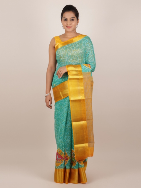 

Pothys Green Printed Jute Silk Saree