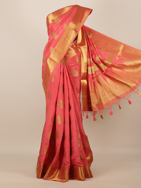 

Pothys Pink Woven Design Jute Silk Saree