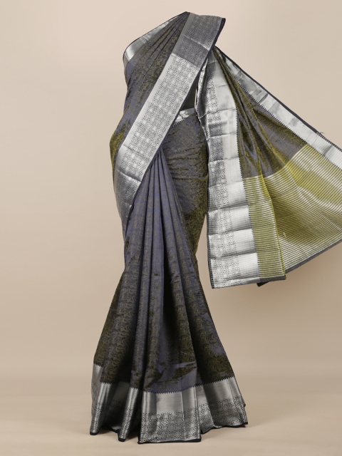 

Pothys Olive Green Printed Jute Silk Saree
