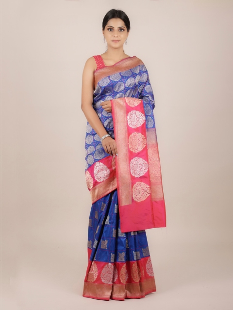 

Pothys Blue Pure Silk Woven Design Banarasi Saree