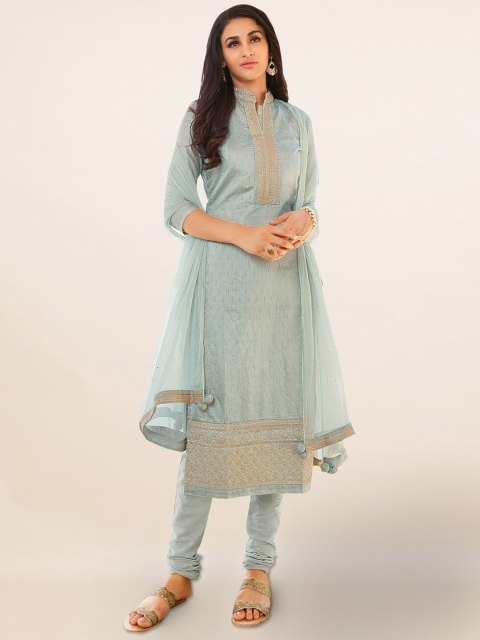

Pothys Blue & Gold-Coloured Silk Blend Unstitched Dress Material