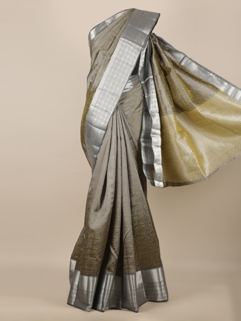 

Pothys Olive Green Woven Design Jute Silk Saree