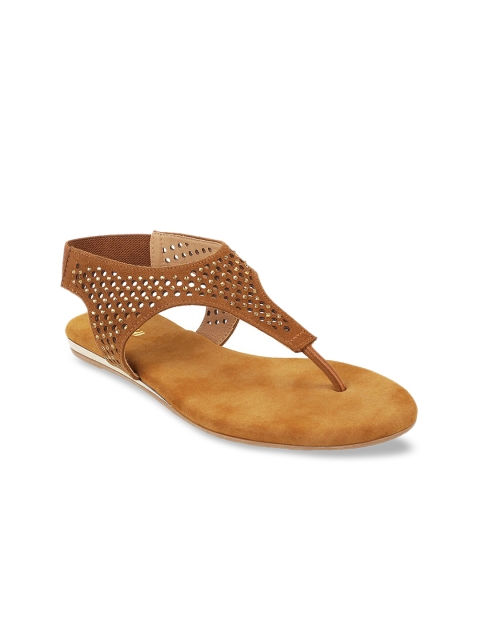 

Mochi Women Gold-Toned Embellished Open Toe Flats