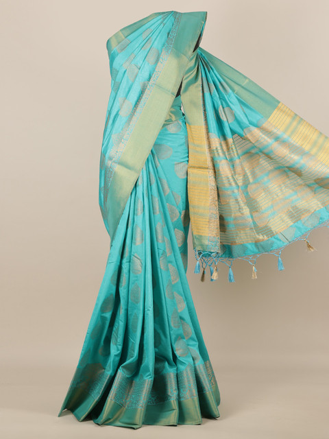 

Pothys Blue Woven Design Jute Silk Saree