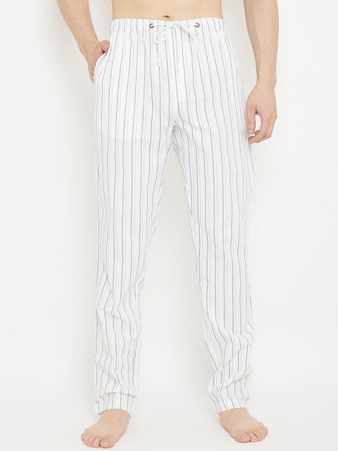 

Crimsoune Club Men White & Grey Striped Lounge Pants