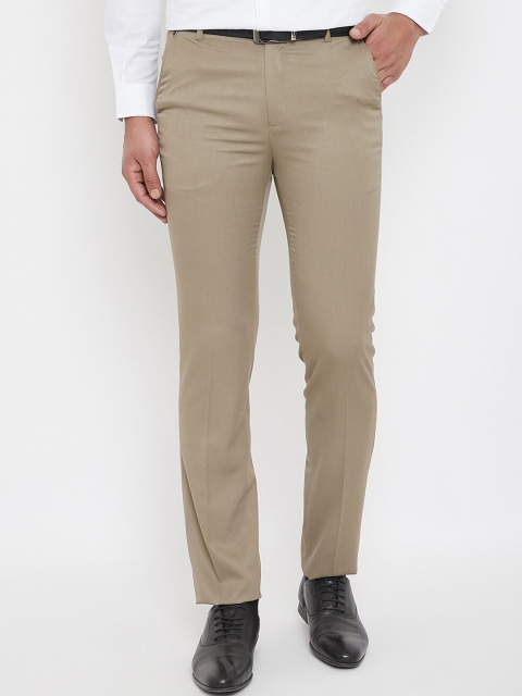 

Canary London Men Khaki Slim Fit Solid Formal Trousers