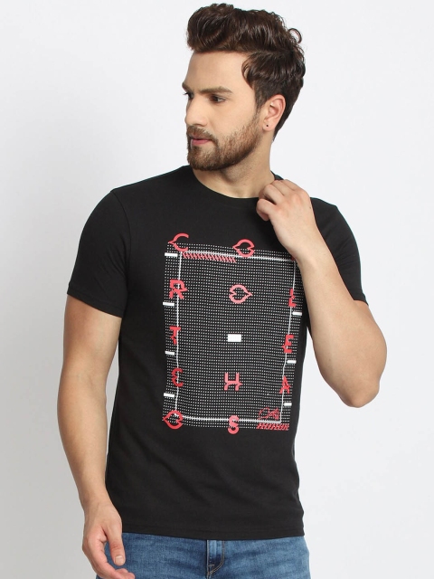 

98 Degree North Men Black & Red Printed Round Neck T-shirt