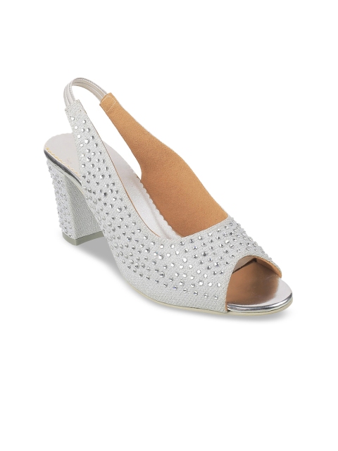 

Mochi Women Silver-Toned Embellished Peep Toes