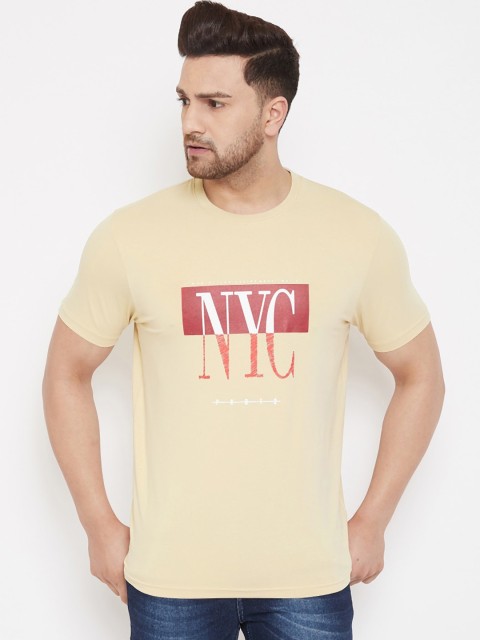 

98 Degree North Men Beige & Red Printed Round Neck T-shirt