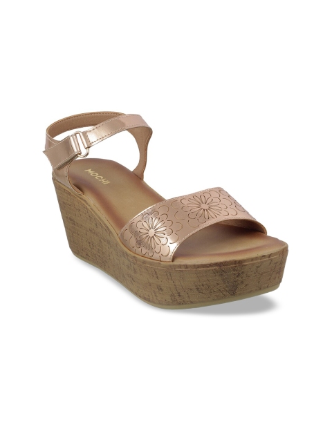 

Mochi Women Brown Woven Design Wedges