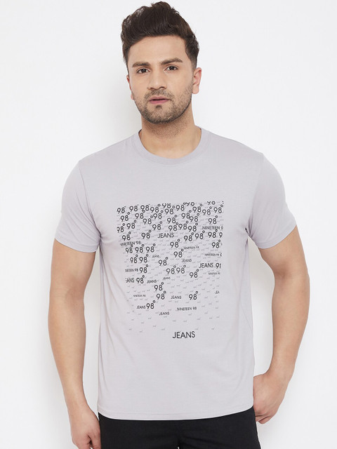 

98 Degree North Men Grey Printed Round Neck T-shirt