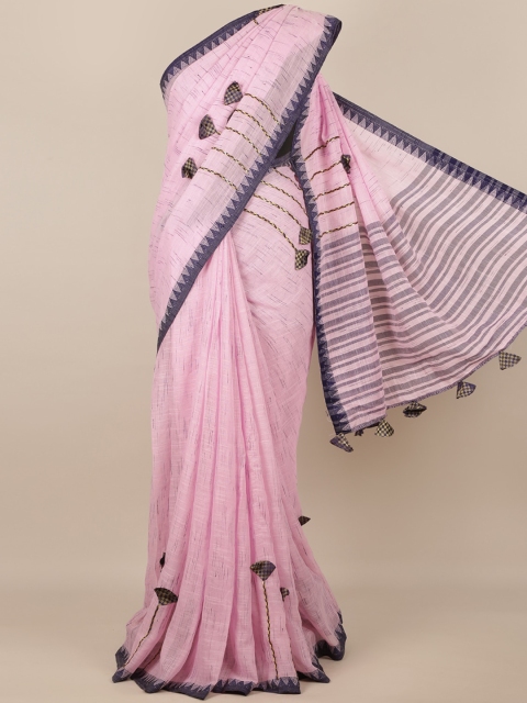

Pothys Lavender Printed Linen Blend Saree