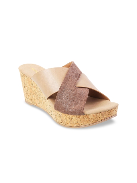 

Mochi Women Brown & Pink Colourblocked Wedges