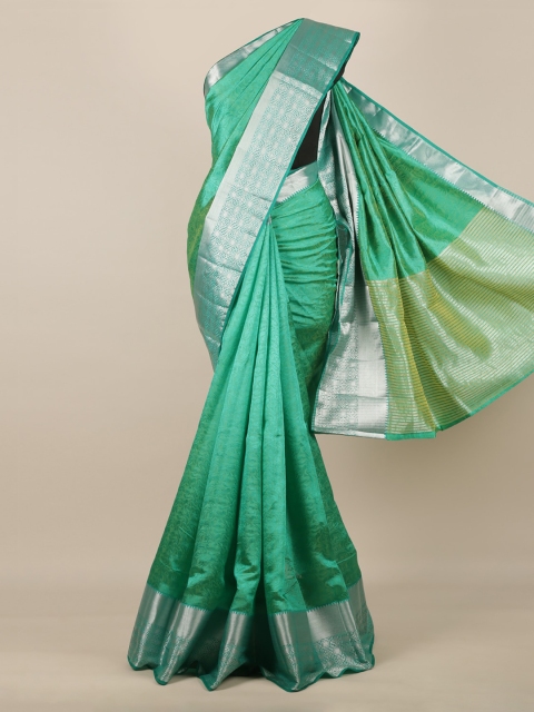 

Pothys Green Solid Jute Silk Saree