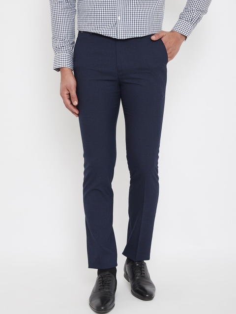 

Canary London Men Navy Blue Slim Fit Solid Formal Trousers