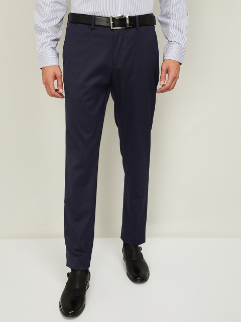 

CODE by Lifestyle Men Navy Blue Slim Fit Solid Formal Trousers