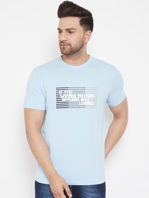 

98 Degree North Men Blue Printed Round Neck T-shirt