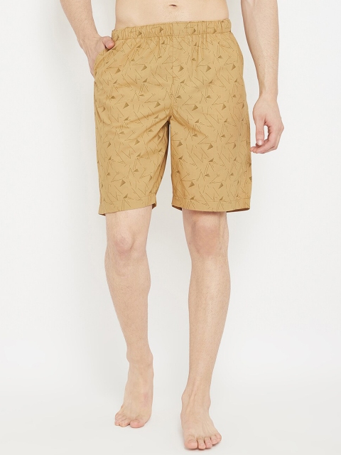 

Crimsoune Club Men Beige Printed Cotton Lounge Shorts