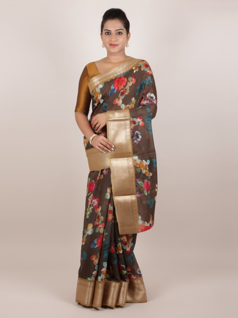

Pothys Brown & Red Jute Silk Woven Design Saree