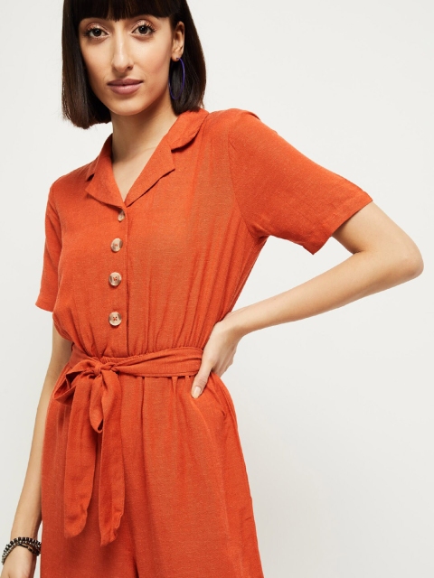 

max Women Rust Orange Solid Playsuit