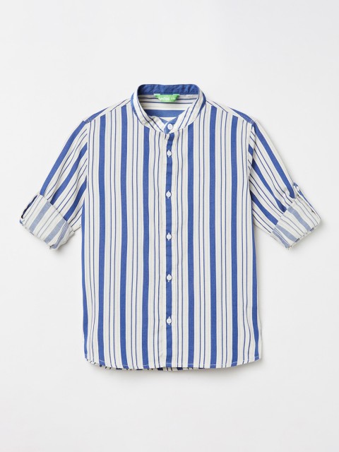 

Bossini Boys Off-White & Blue Striped Casual Shirt