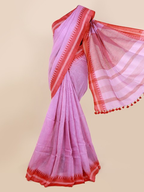 

Pothys Lavender Solid Linen Blend Saree