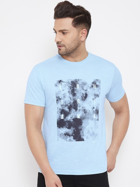 

98 Degree North Men Blue Printed Round Neck T-shirt