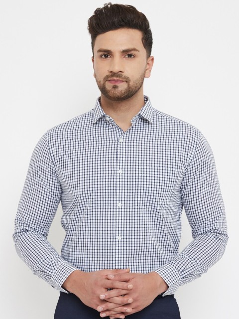 

Canary London Men Blue & White Slim Fit Checked Formal Shirt