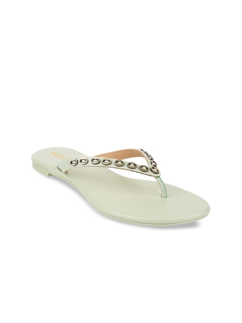 

Mochi Women Green Solid Open Toe Flats
