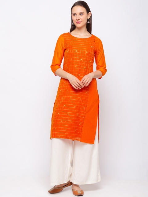 

Ethnicity women orange kurta