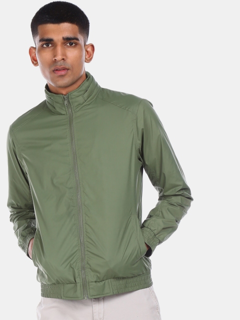 

Ruggers Men Olive Green Solid Bomber