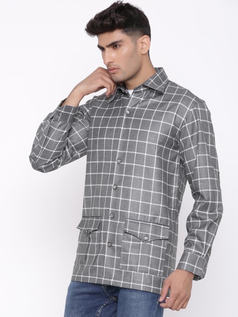 

Tistabene Men Grey Checked Tailored Jacket
