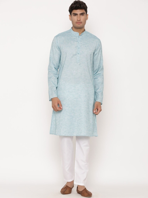 

Tistabene Men Sea Green Self Design Kurta with Pyjamas