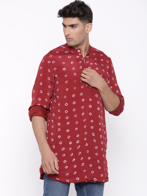 

Tistabene Men Maroon Bandhani Printed Crepe Kurta