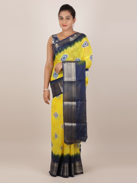 

Pothys Yellow Printed Jute Silk Saree