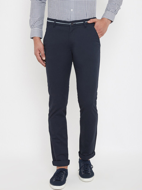 

Canary London Men Navy Blue Slim Fit Solid Regular Trousers