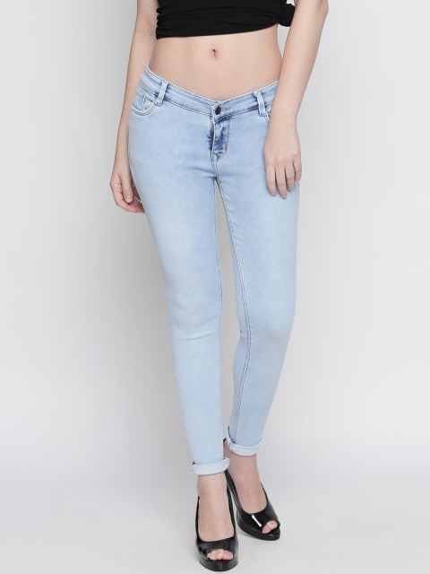

PURPLE WATER Women Blue Slim Fit High-Rise Low Distress Jeans