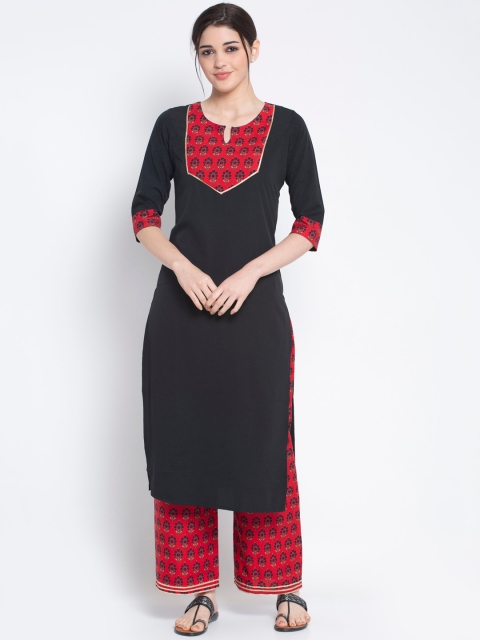 

ALC Creations Women Black & Red Yoke Design Kurta with Palazzos