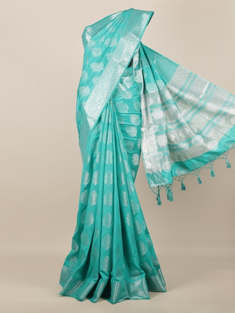 

Pothys Blue Woven Design Jute Silk Saree
