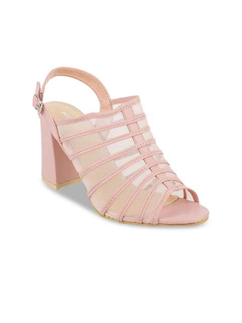 

Mochi Women Pink Woven Design Block Heels