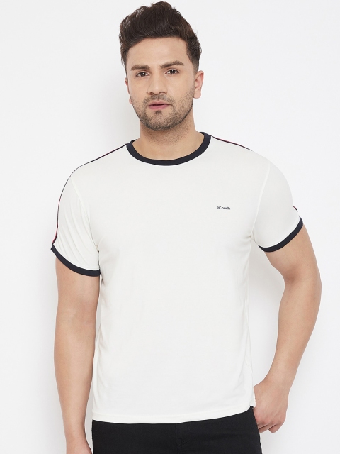 

98 Degree North Men Off-White Solid Round Neck T-shirt