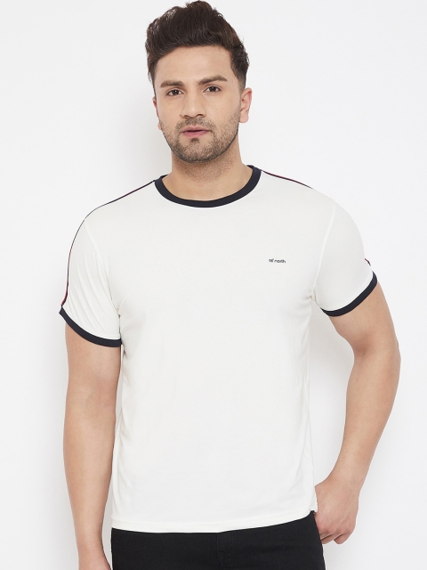 

98 Degree North Men Off-White Solid Round Neck T-shirt