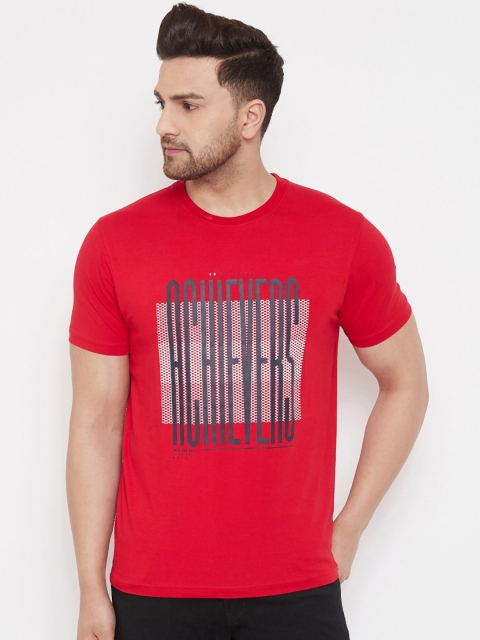 

98 Degree North Men Red & Blue Printed Round Neck T-shirt