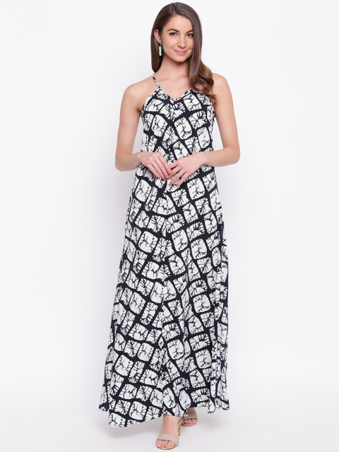 

Mayra Women Black & White Printed Maxi Dress