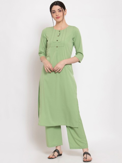 

ALC Creations Women Green Solid Kurta with Palazzos