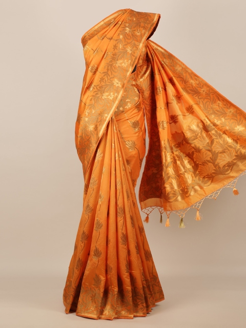 

Pothys Orange Woven Design Jute Silk Saree