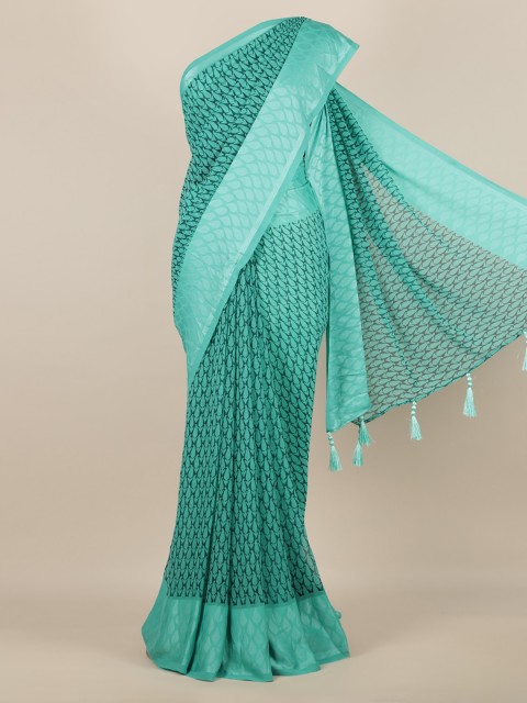 

Pothys Green Woven Design Poly Chiffon Saree