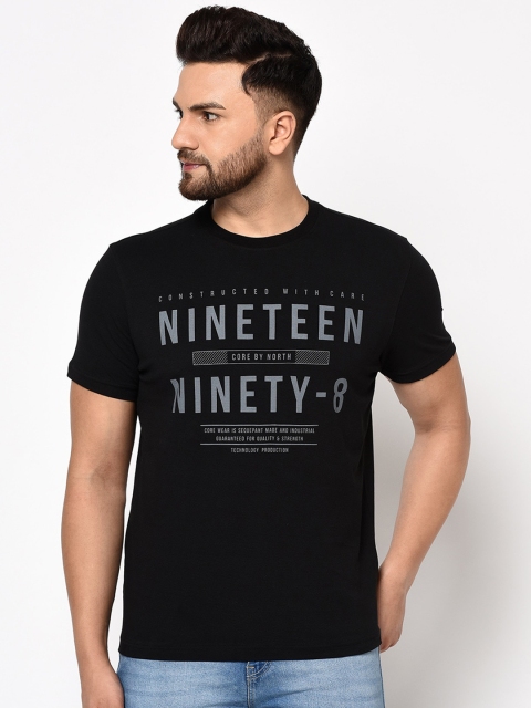 

98 Degree North Men Black & Grey Printed Round Neck T-shirt
