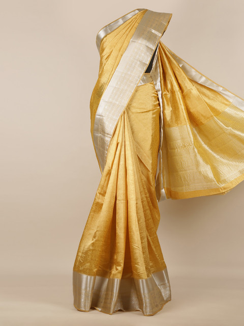 

Pothys Yellow Woven Design Jute Silk Saree
